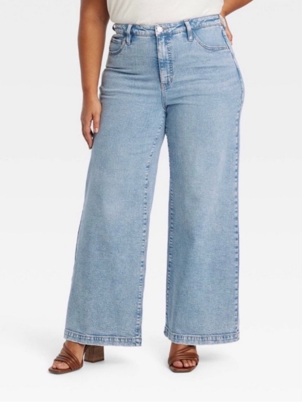 Ava & Viv- Size 20 Wide-Leg High-Rise Light Blue Jeans